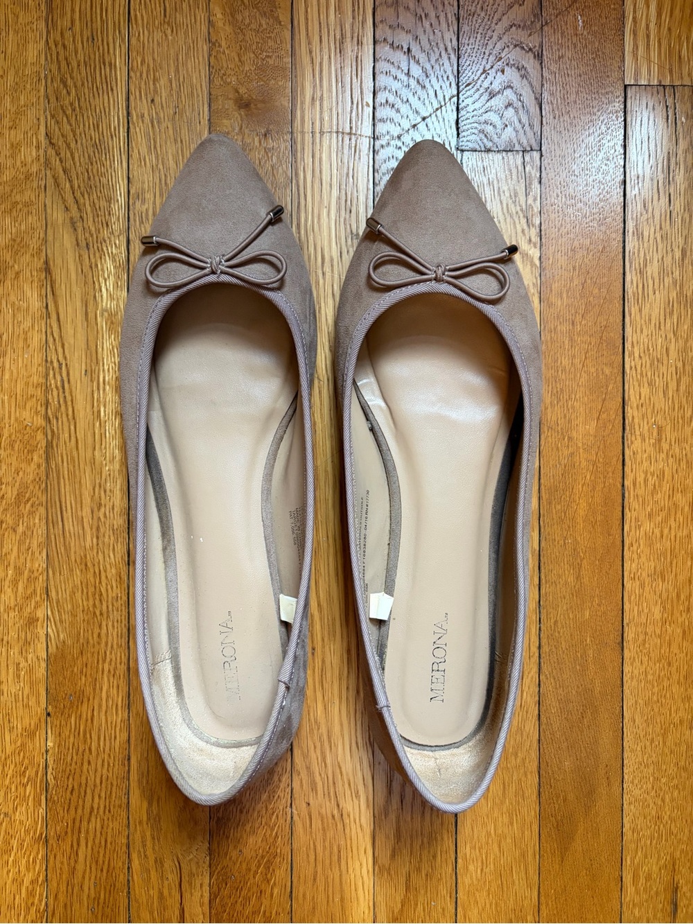 Merona Taupe Pointed-Toe Bow Ballet Flats